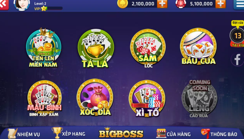 Kho game bài đổi thưởng đa dạng tại game Bigboss