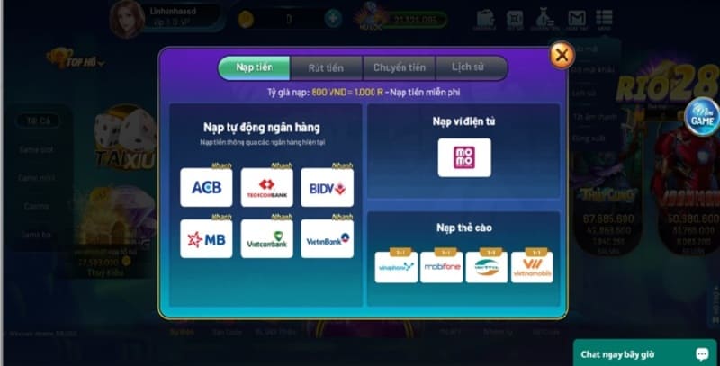 Nạp tiền nhanh chóng tại cổng game rio66 chỉ với 3 bước đơn giản