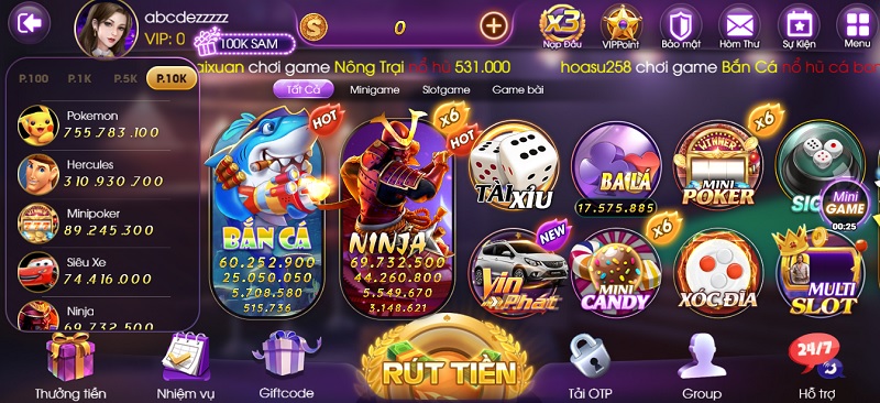 Thiết kế giao diện đem lại sự dễ chịu khi nhìn vào của cổng game Sam86